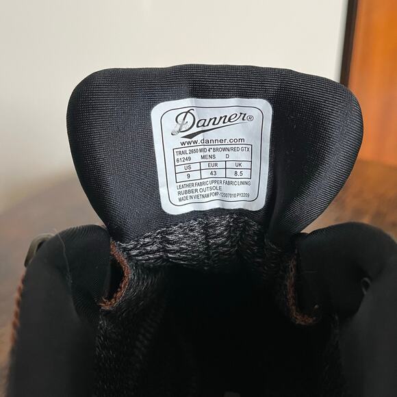 Danner Boots Mens 9 Trail 2650 Mid Waterproof GoreTex Vibram Brown Hiking - Picture 4 of 9